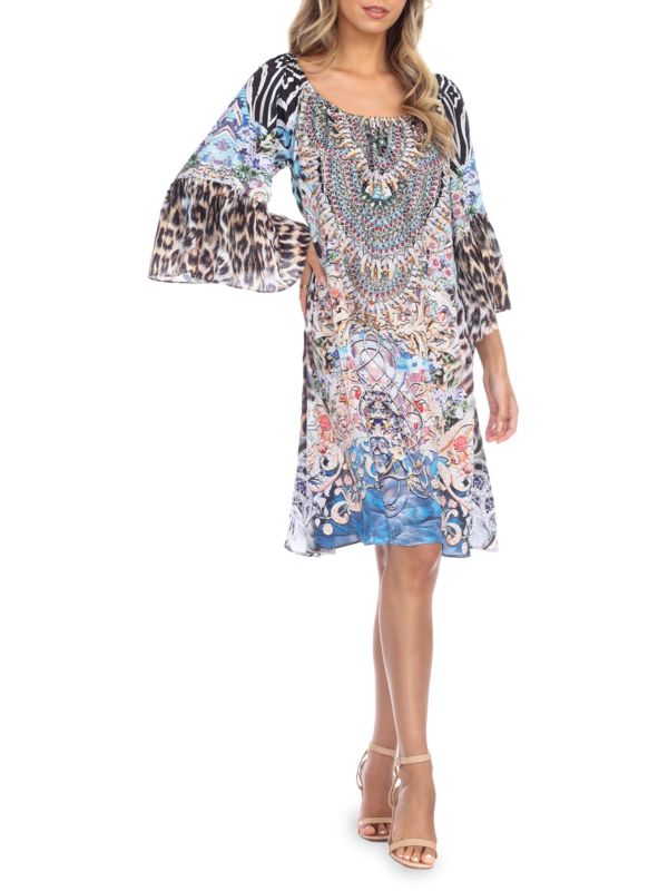 La Moda Clothing Printed Scoopneck Cover Up Dress